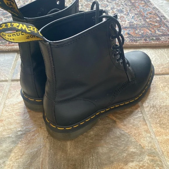 Dr. Martens Black Leather Boots with Yellow Stitching - Picture 4 of 6